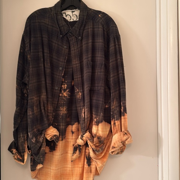 Women’s Flannel and Tye Died Shirt - Picture 1 of 4
